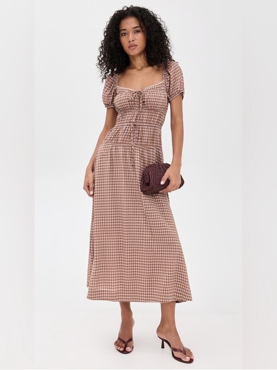 Reformation Dresses & Skirts - Reformation Rhett Midi Dress Smocked Gingham Midi Dress in Brown 4
